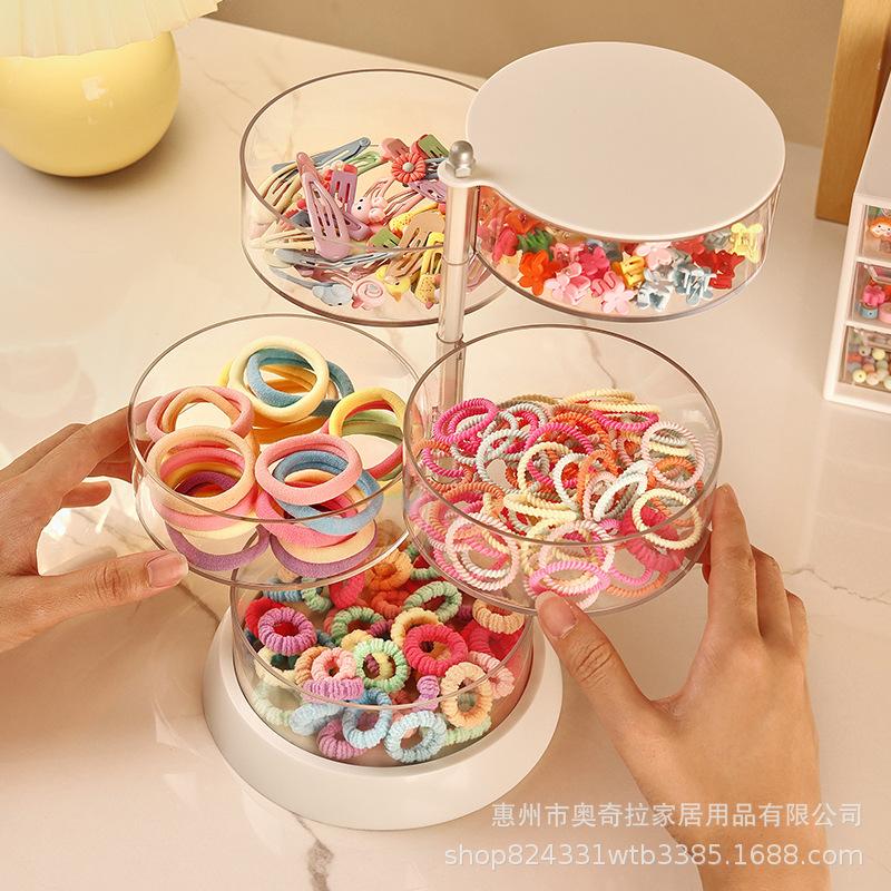 Rotating Multi-Layer Jewelry & Hair Accessory Organizer - Transparent, Anti-Oxidation Princess Storage Box