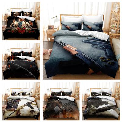 Home Bedding Film Theme Single Bed Double Bed Full Size Military Gun Pillowcase and Quilt Cover 2/3 Sets of Adult and Child Bedroom Bedding