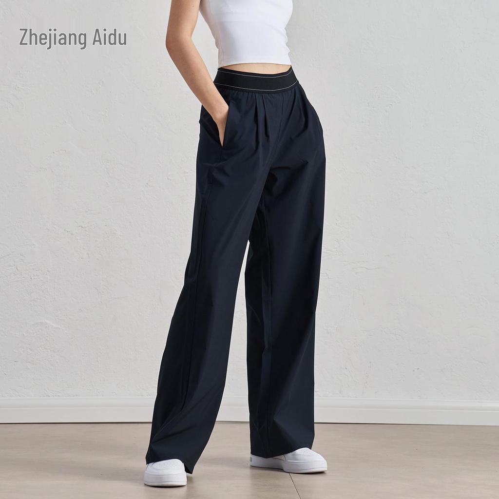 Women's High Waist Wide Leg Yoga Pants – Casual Woven Sports Trousers with Slimming Design