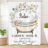 Flowers And Plants In Spring Bathtub Pattern Printed Shower Curtain, Bathroom Decorative Shower Curtain, Home Curtain With Hooks