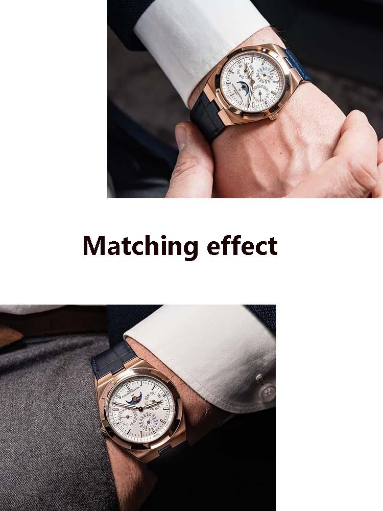 25*8Echtes Leder Uhrenarmband für Vacheron Constantin OVERSEAS Serie 4500V 5500V P47040 Edelstahl Schließe Herren Uhrenarmband