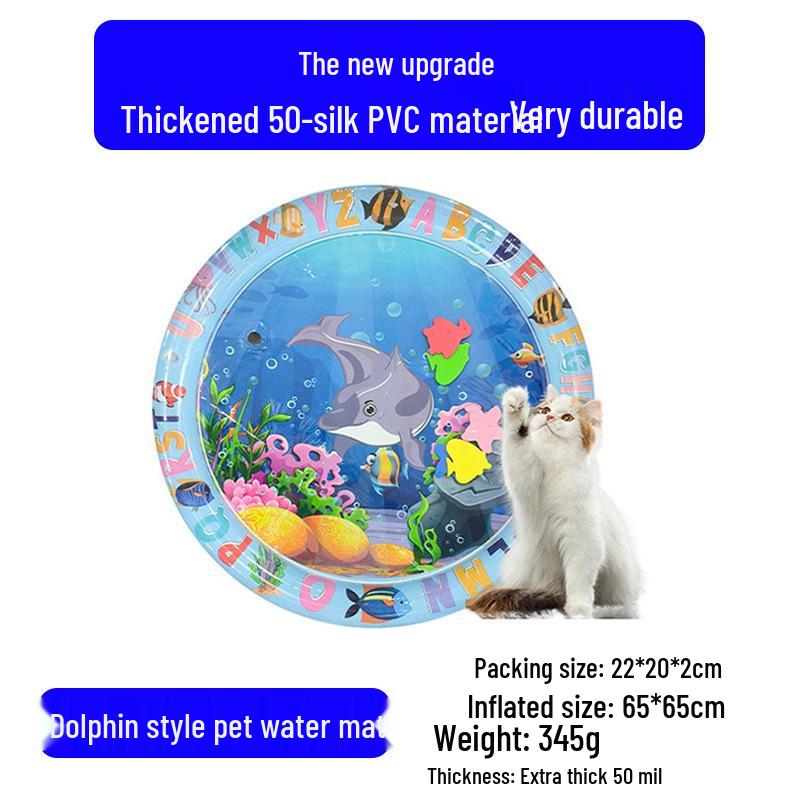 Cartoon Round Inflatable PVC Ice Pad for Cats & Dogs - Scratch-Resistant, Water-Injectable & Thickened