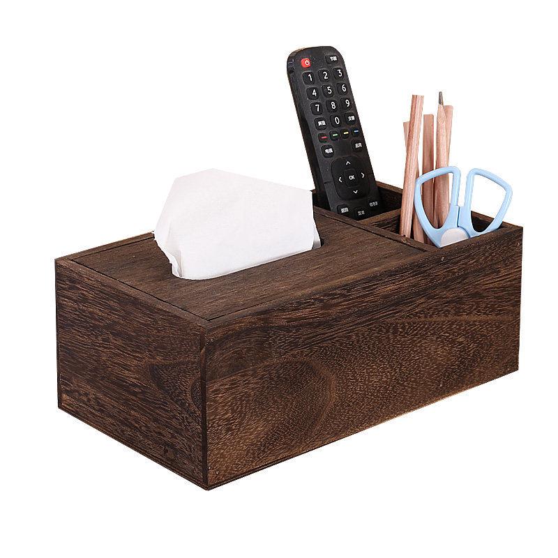 Solid Wood Chinese Style Multifunctional Tissue Box for Living Room Coffee Table