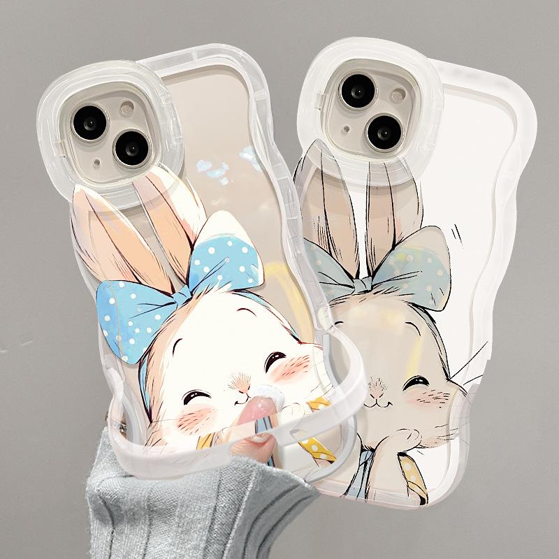 Cute Rabbit Applies To Apple 16 Mobile Phone Case 13promax Invisible Double Bracket 15 Transparent Silicone Xiaomi 14 Women