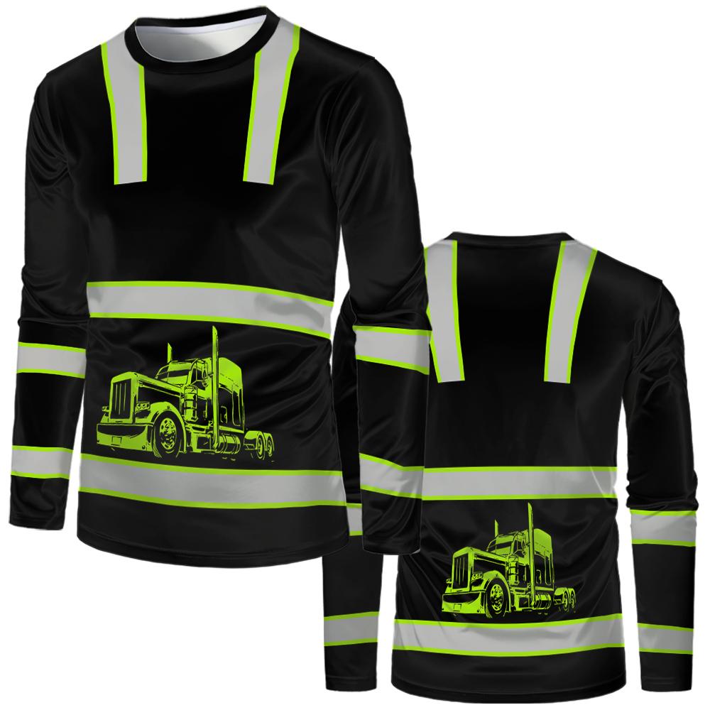 Construction Workers Uniforms Man T Shirts Loose Casual Classic O Neck Long-sleeve Tops Comfortable Breathable Work Shirt
