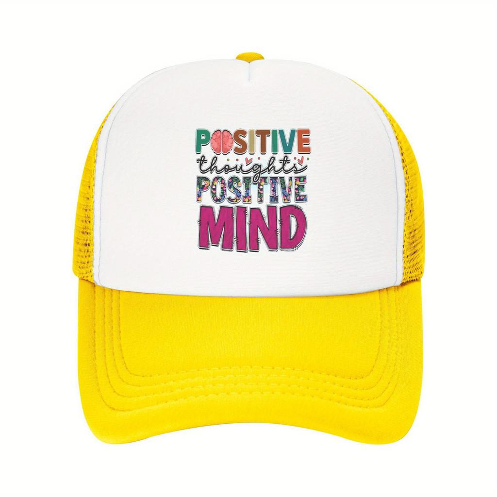 Positive Thoughts Positive Mind Mesh Trucker Cap Breathable Baseball Hat Casual Outdoor Adult Headwear Unisex