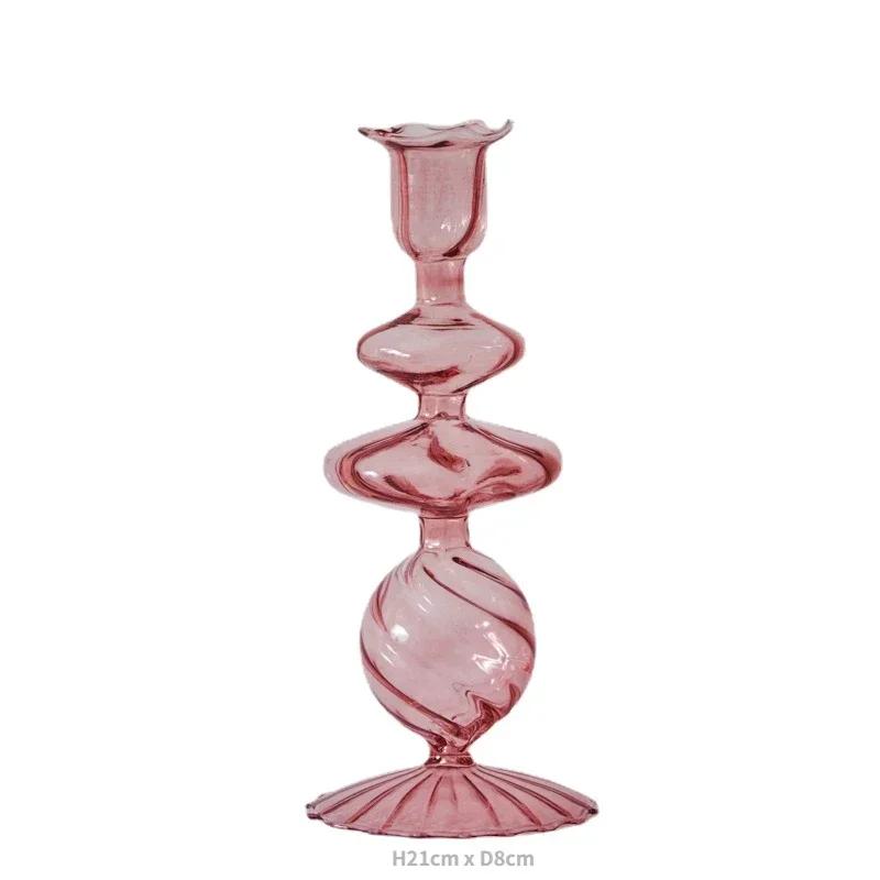 Decorative Candle Holders Colorful Glass Flower Vase for Home Decoration Wedding Decoration Centerpieces Candlestick Gift