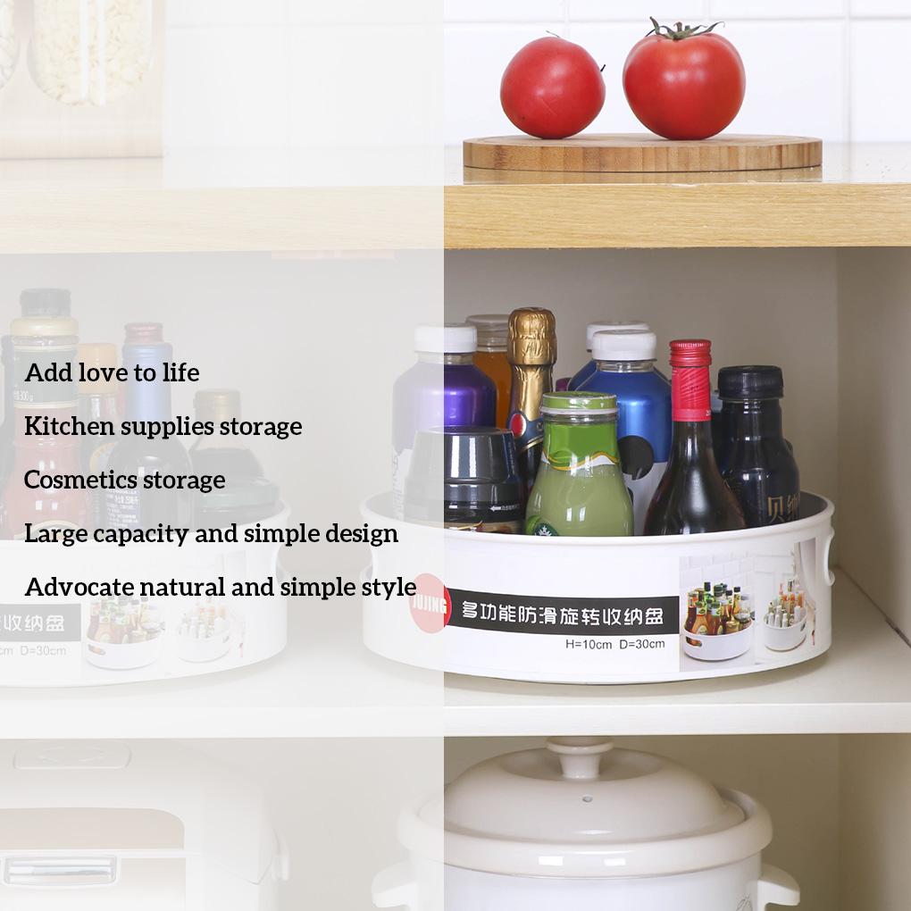 Kitchen Turntable Round Rotating Spice Condiments Organizer Cosmetics Storage Box Table Fruit Tray Rack 25cm
