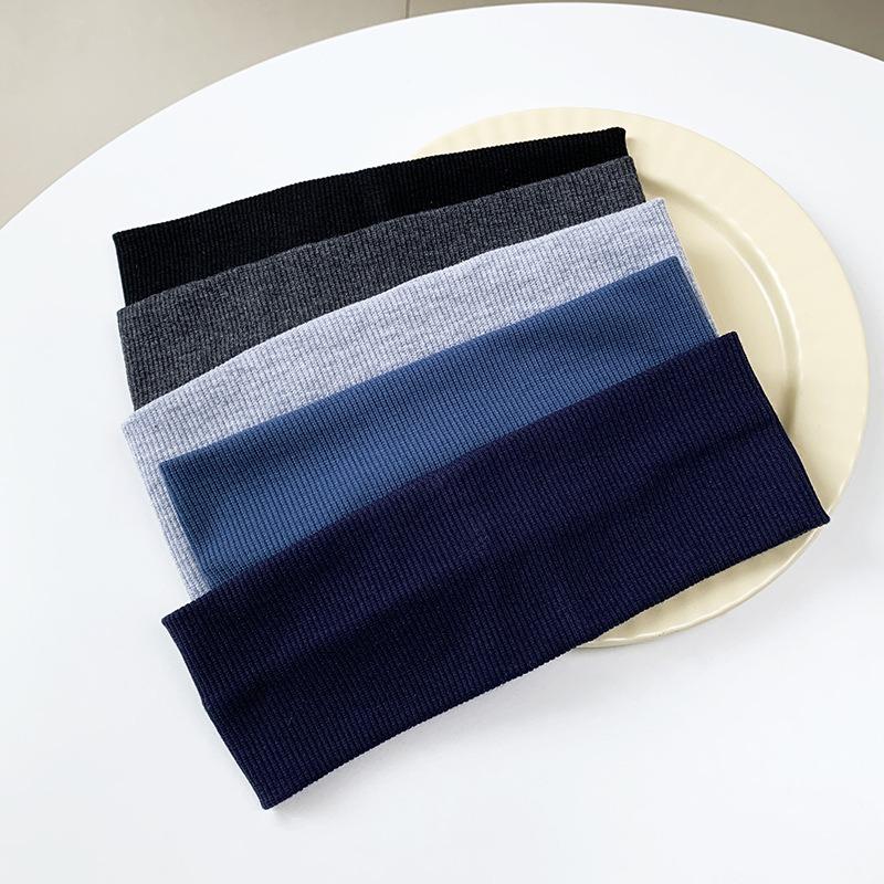 Solid Color Korean Wide Headband Stretchy Knit Hair Sweatband for Women Makeup Gym Yoga Running Fashion Accessory