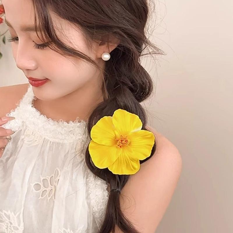 Pack Of 3 Flower Hair Clip For Women Slip Resistant Plumeria Plan Party Wedding Hair Styling
