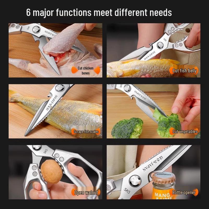 Hot-Selling SK5 Stainless Steel Kitchen Scissors for Cutting Chicken, Duck, and Goose Bones