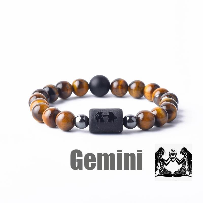 Pulsera con Colgantes de Constelaciones de los 12 Signos del Zodiaco para Hombre Mujer Multicapa Pulsera de Ojo de Tigre Regalo de Amistad Sagitario Acuario Leo