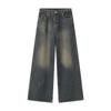 2024 Unisex Retro Hong Kong Style Wide-Leg Jeans - Blue, All-Season