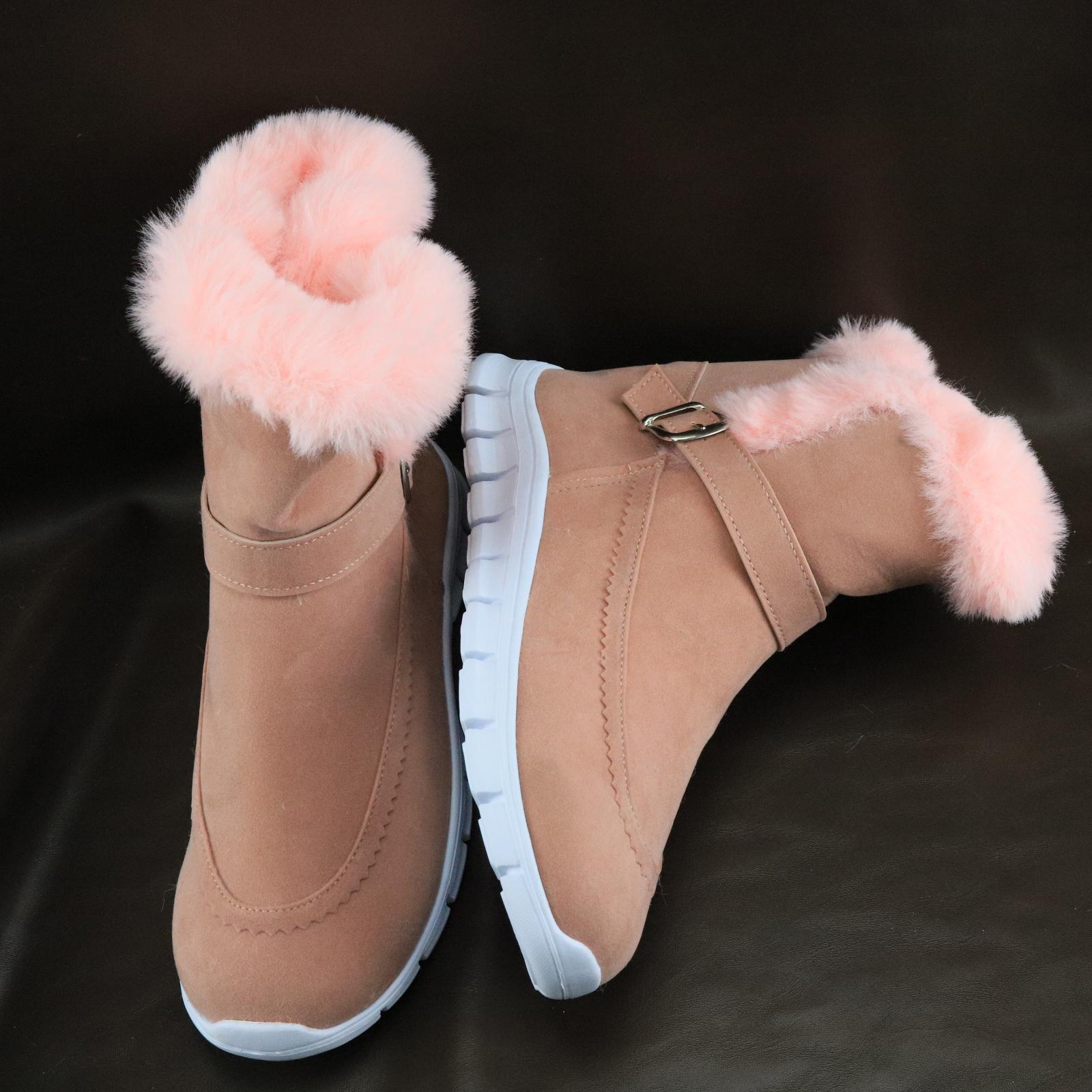 

Модные Зимние Теплые Женские Ботильоны Снежные Ботинки Мех Замша Повседневная Обувь Балетки Короткие Плюшевые Кроссовки 2025 Женские Ботинки Новая Мода Botas Mujer 34 розовый