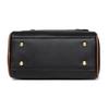 Women's PU leather top handle crossbody bag with multiple pockets, stylish contrasting color matching, and simple shoulder bag
