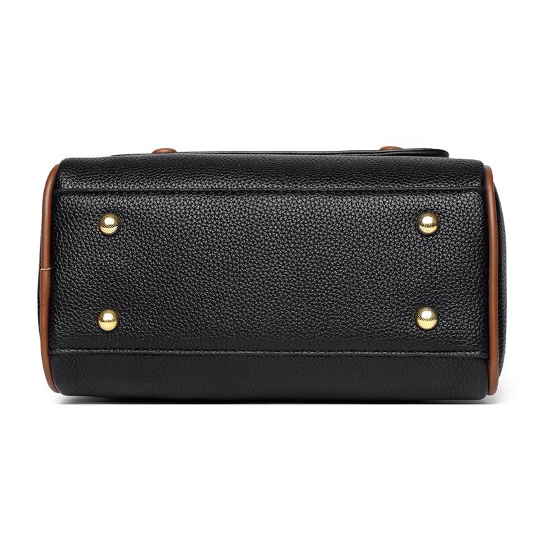Women's PU leather top handle crossbody bag with multiple pockets, stylish contrasting color matching, and simple shoulder bag