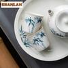 2pc/lot Hand Drawn Blue Bamboo Teacup Tea Bowl Beautiful Tea Cup Tea-tasting Smelling Cup Jianzhan Master Cups Mugs Teaset 25ml