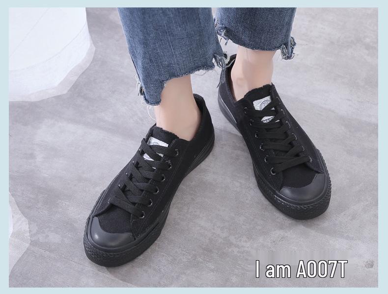Unisex Black Canvas Sneakers: Versatile, Smiley Design, Casual Flats for Men & Women