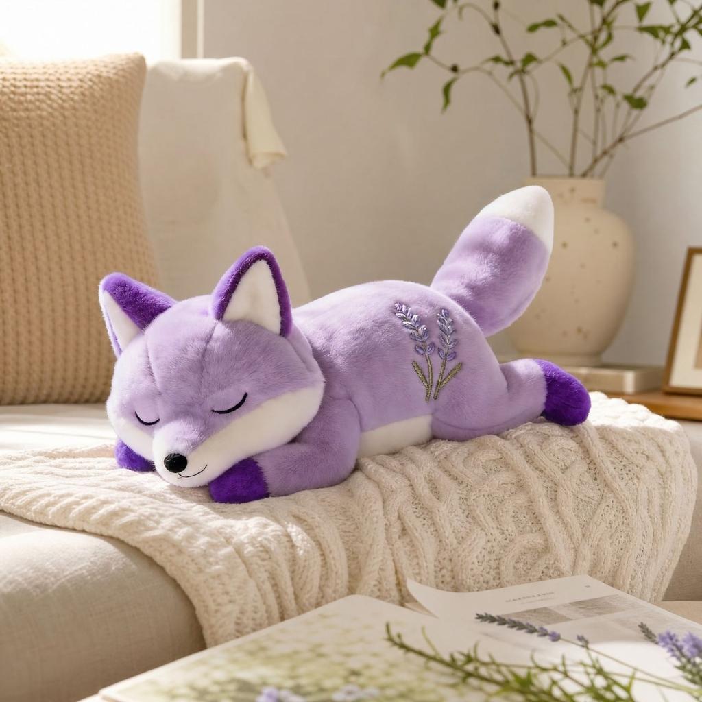 Purple Plush Stuffed Animal - Soft Cute Fuzzy Plushie for Kids, Girls, Boys, Collectible Bedroom Shelf Decor and Gift