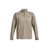 Solid Color Stand Collar Half Zip Logo Long Sleeve Shirt Men Shirts Khaki 1373674-200