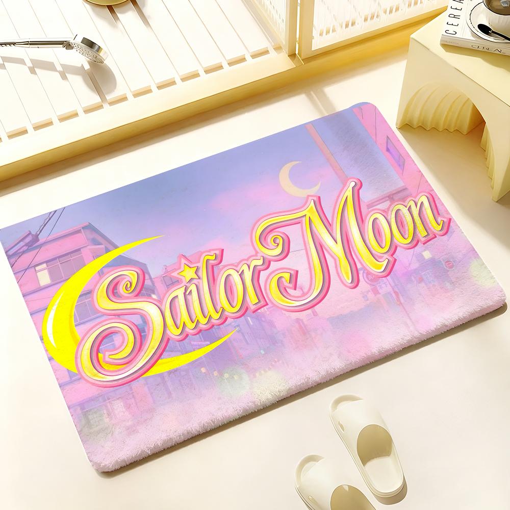 Hot Anime S-Sailor M-Moon Floor Mat Cozy Flannel Soft Thick Non-Slip Mat For Living Room Bedroom Kitchen Decor Rugs