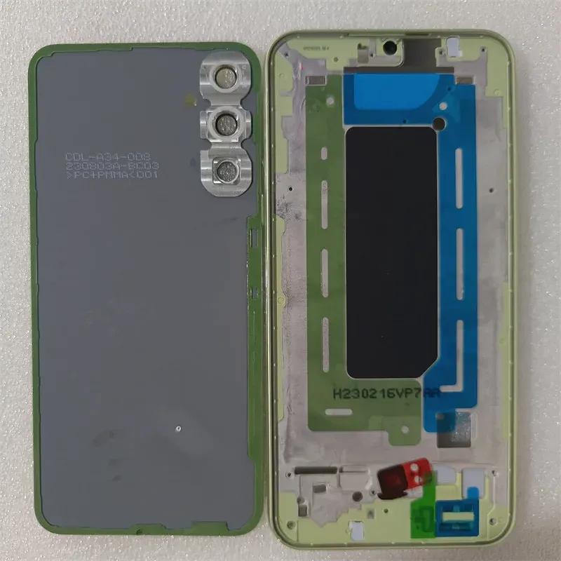 For Samsung Galaxy A34 5G A346 Full Housing Case Middle Frame + Battery Back Cover Rear With Camera Lens Repair Parts