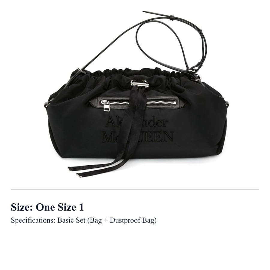 Alexander McQueen Bundle Nylon Drawstring Bag, Shoulder Bag, Crossbody Bag, Handbag Women's Black 669589-16XAC-1000