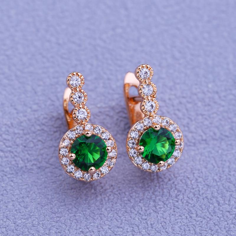 Orecchini a clip MINTHA Trendy color oro rosa Matrimonio Gioielli di moda quotidiana Orecchini con zirconi cubici verdi per donne Orecchini da sposa