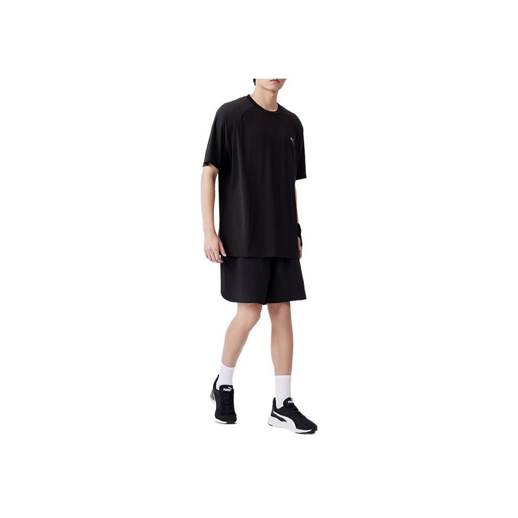 Puma Active Ess Logo Breathable Mesh Splicing Comfortable Casual Sports Crew Neck Short Sleeve T-Shirt Men Tops Black 847187-01