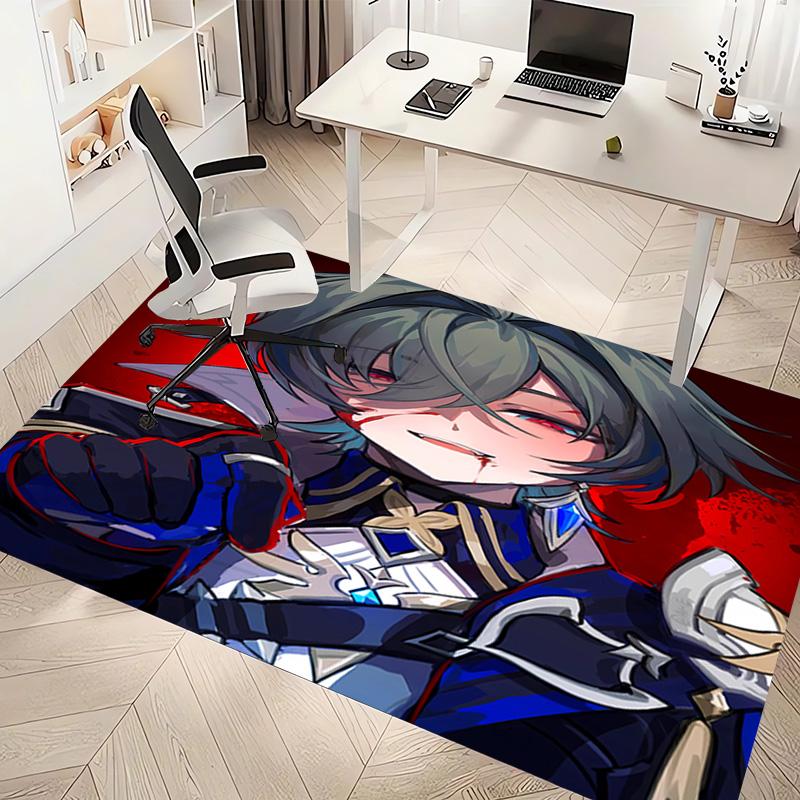 Genshin Impact Cryo Lohen Polearm Print Area Rug - Soft,Washable Non-Slip Indoor Mat,Living Room,Home Office Decorative Rug
