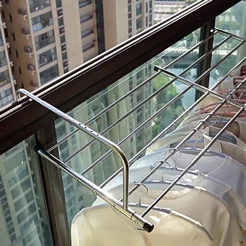 Scalable Clothes Drying Rack Adjustable Floor-Standing Balcony Hanging Rail Stainless Steel 50-158cm Clothes Organizer Racks