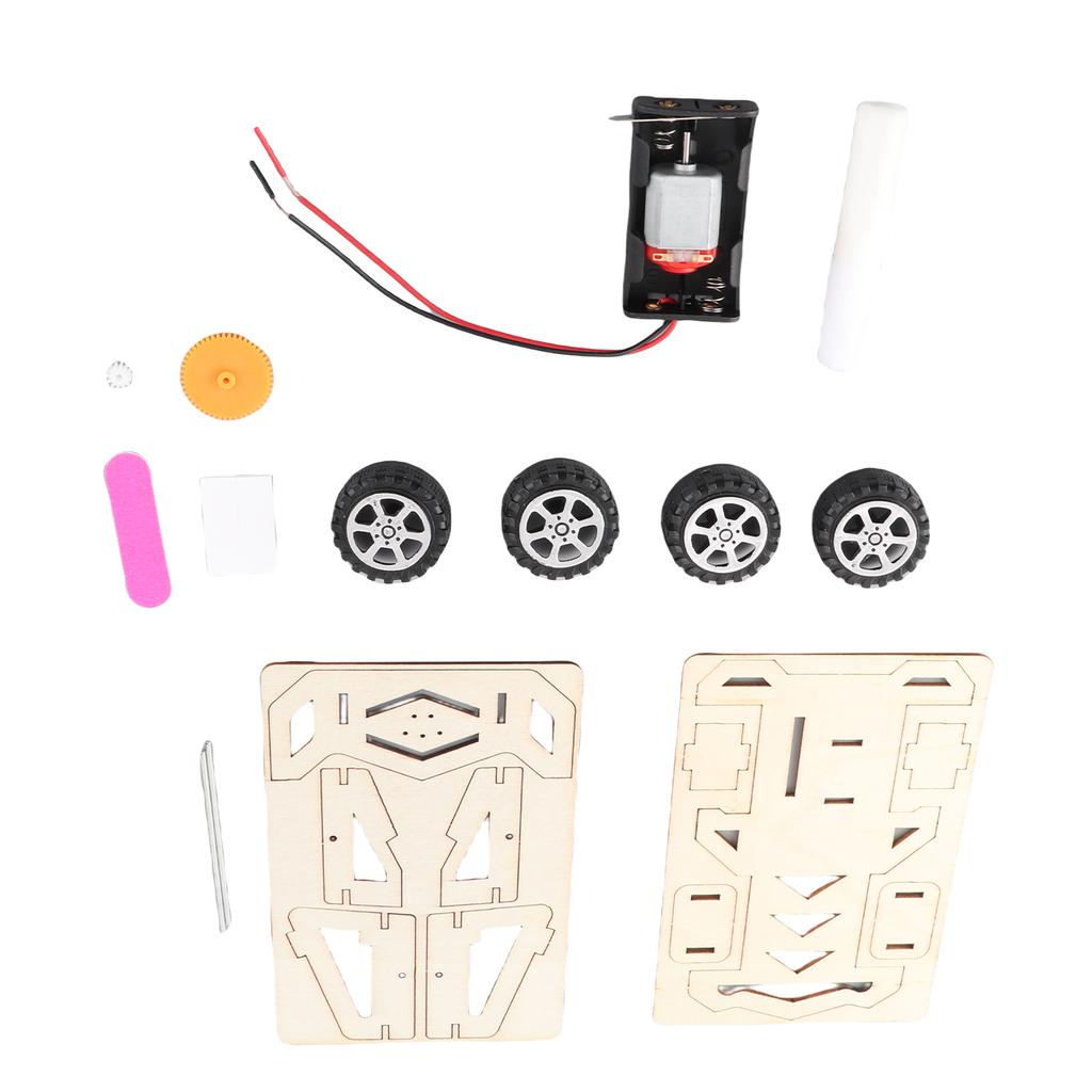 Wood Racing Car DIY Kit Kids Toy DIY Kit Electric Wooden Racing Car for Children Science and Technology Inventions Assembled