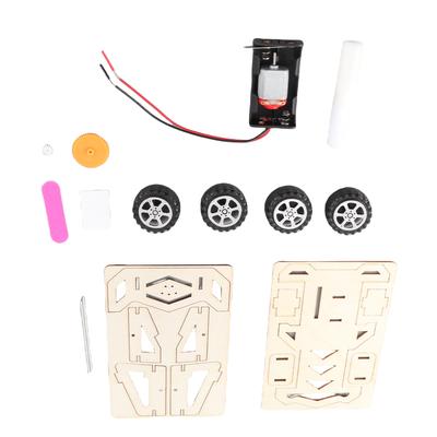 Wood Racing Car DIY Kit Kids Toy DIY Kit Electric Wooden Racing Car for Children Science and Technology Inventions Assembled