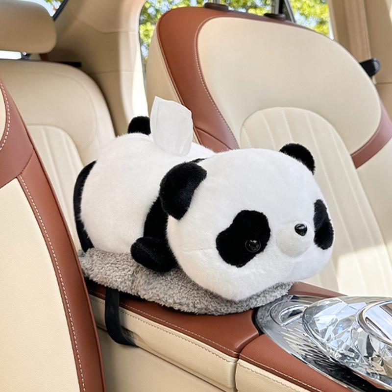 Plush Cartoon Car Tissue Box with Bamboo Charcoal for Deodorizing - Creative Armrest Doll Décor.