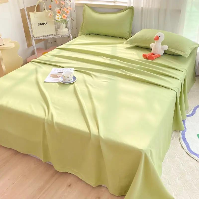 Schlafzimmer Bettlaken Uni Gemütlich Weich Bequem Hautfreundlich Waschbar Hotel Rutschfest Schlicht Bettdecke Zuhause Doppel Einzel Studentenwohnheim