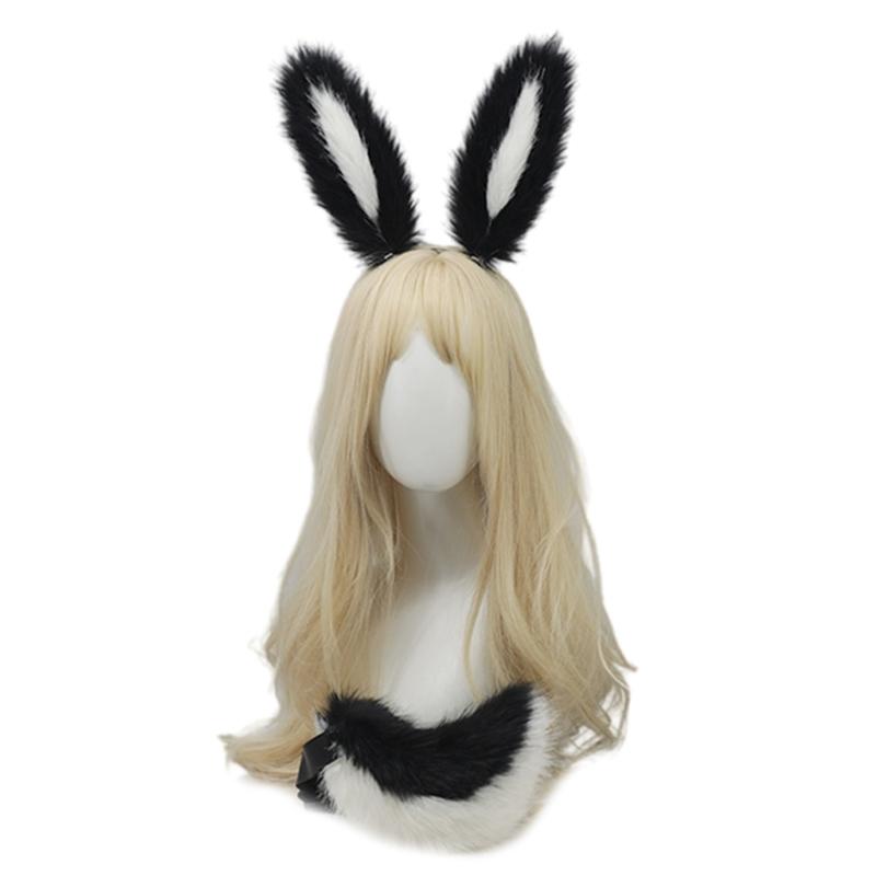 Soft Rabbits Tail Lovely Rabbits Ears Headband Plush Animal Tail Decorations Rabbits Ears Headwear for Halloween Party