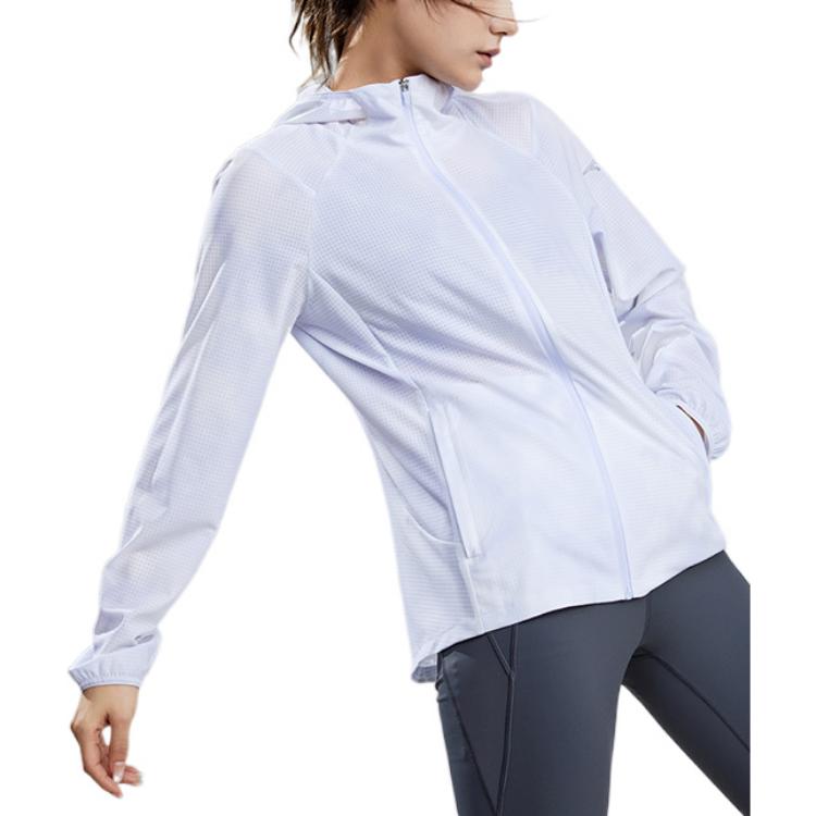 Anta Serie Running Color Sólido Con Capucha Cuello Alto Cremallera Chaqueta Chaqueta para Mujer Morado Claro 162225606-1