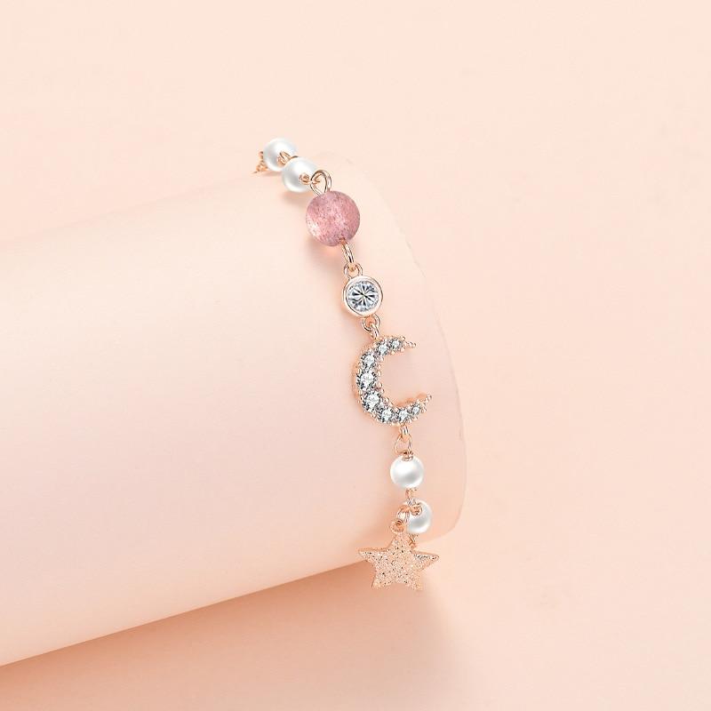 Silver 925 Bracelets For Women Retro Four Leaf Clover Charms For Bracelet Crystal Beads Pearl Moon &Star Bangles Jewelry