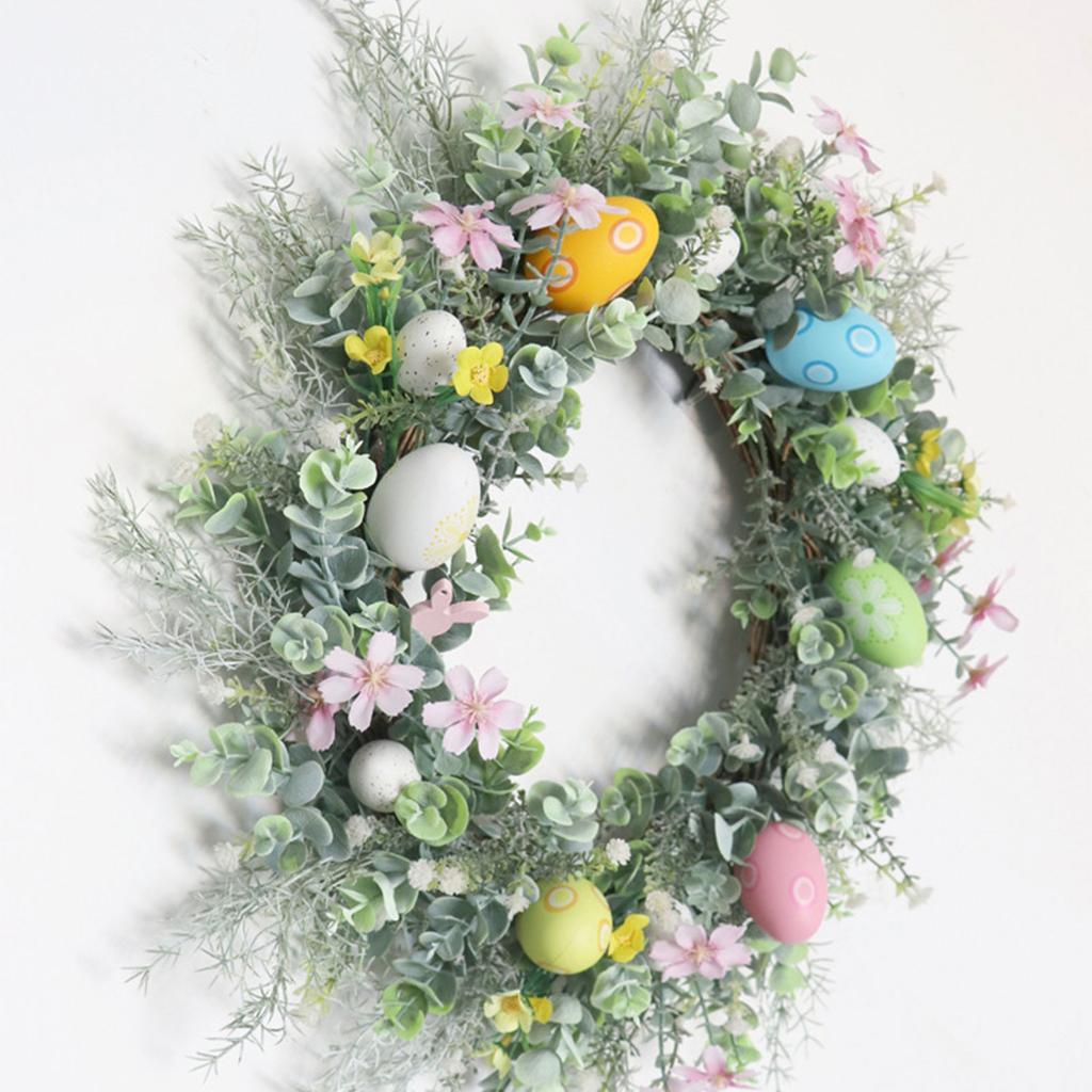 Easter Egg Wreath Decorative Garland Party Pendant Charm Household for Farmhouse Window Wall Door Decor