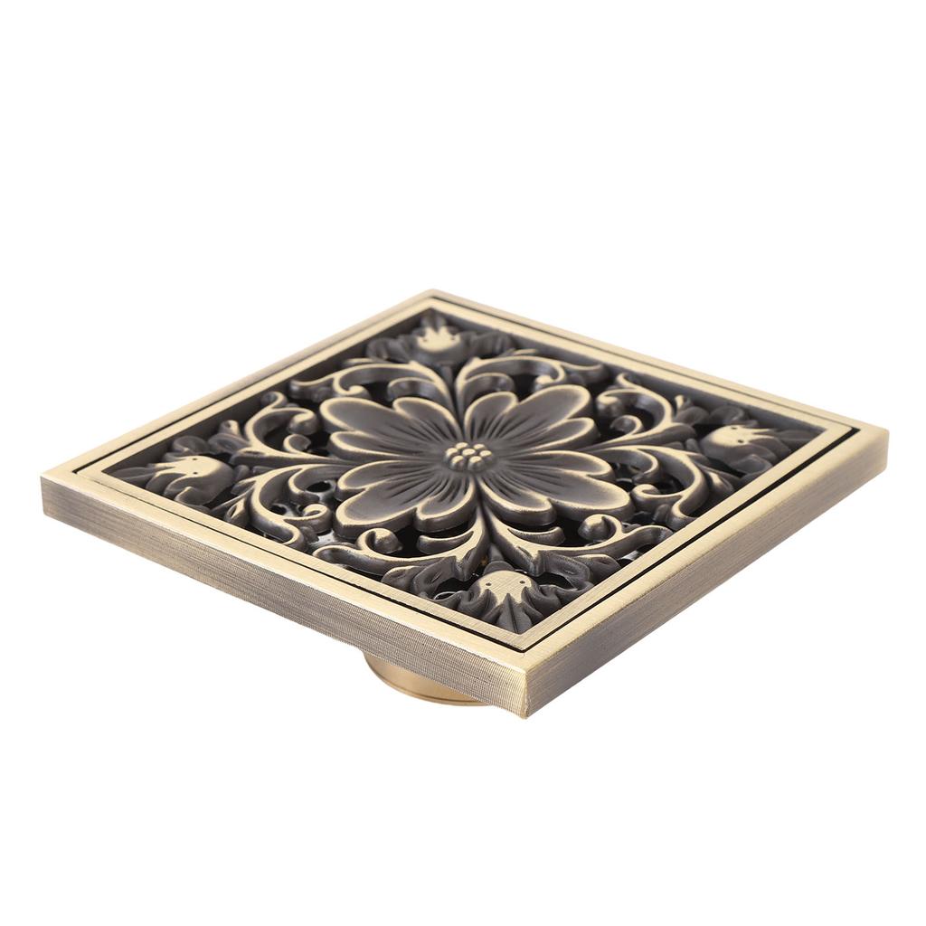 Floor Drain Brass Square Bathroom Shower Sewer Filter Strainer Ancient Style Odorless