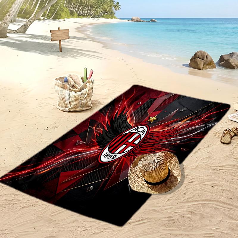 Toalla de Playa Estampada AC Milan Secado Rápido Suave Portátil Grande Rectangular Manta de Playa para Viajes Piscina