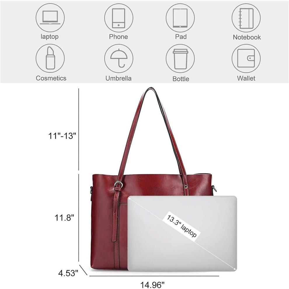Women Genuine Leather Top Handle Satchel Daily Work Tote Shoulder Bag Large Capacity