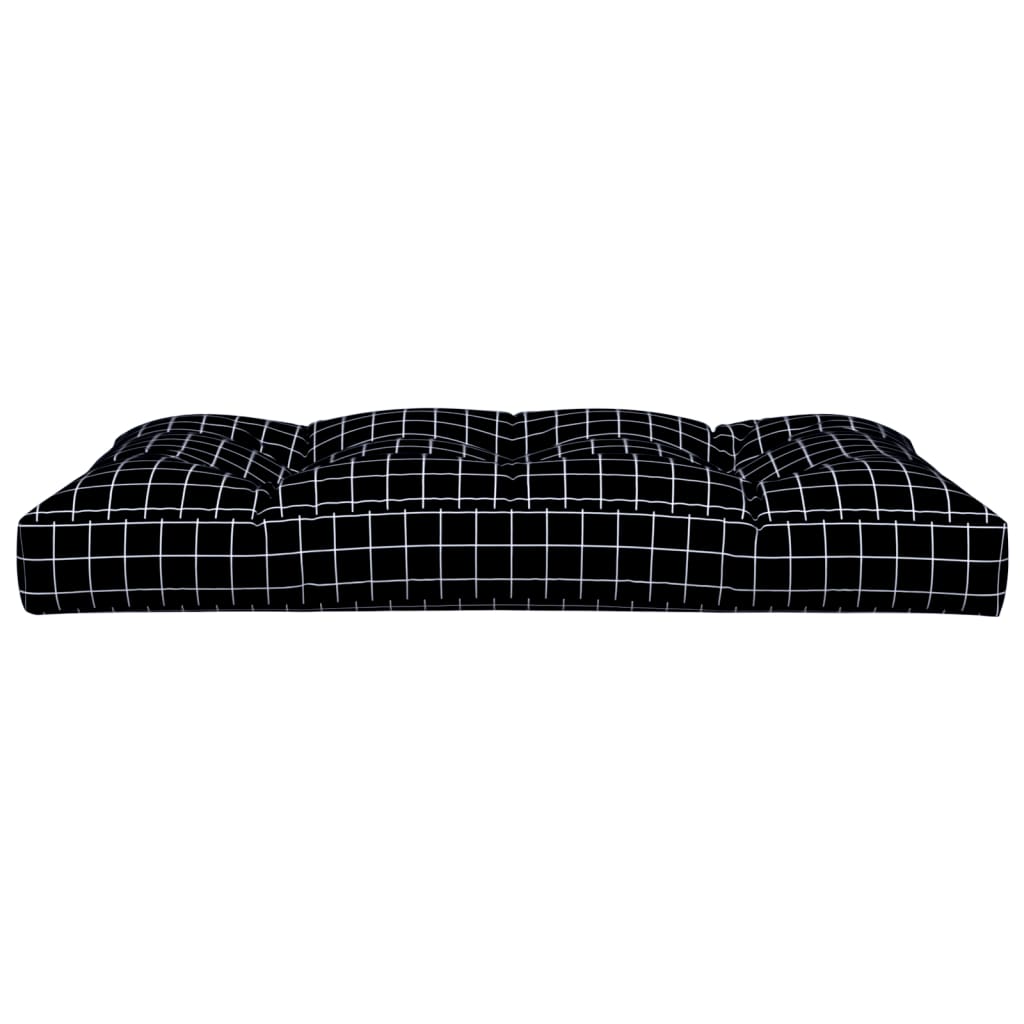 Black Checkered Pallet Cushion 120 X 80 X 12 Cm Fabric