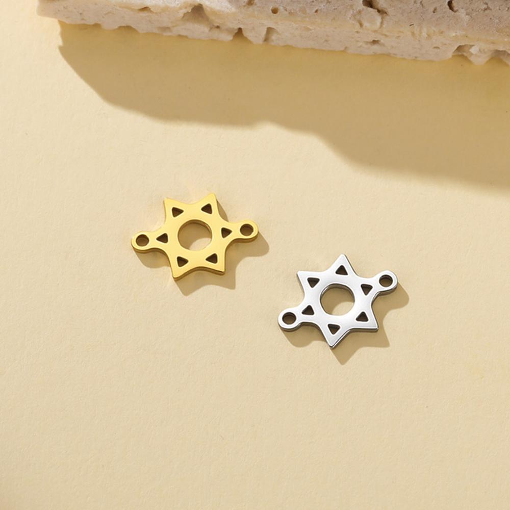 5 pièces Breloques Lettre Hébraïque Chai Pendentifs Étoile de David en Acier Inoxydable pour Bracelets Je Fabrication de Bijoux Cadeaux DIY Faits à la Main