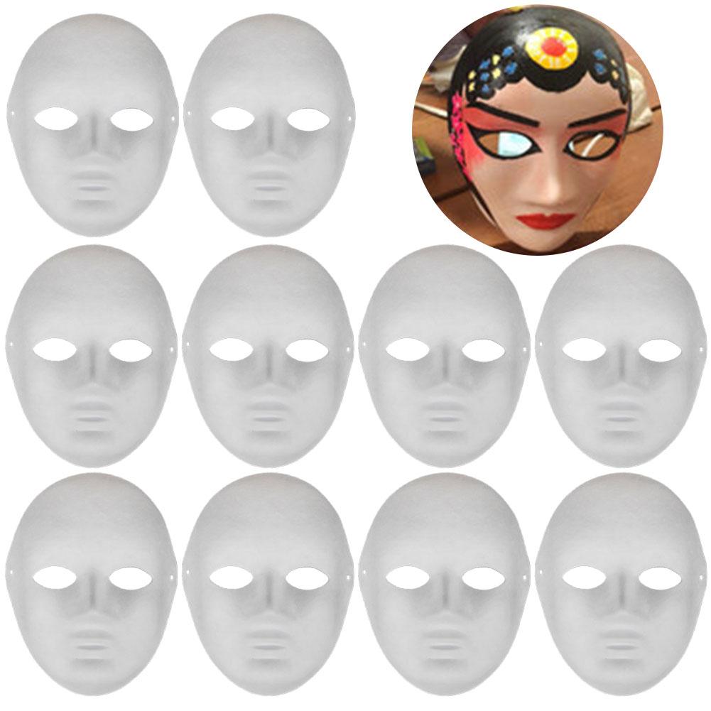 1-10Pcs DIY Full Face Masks Blank White Cat Fox Mask Halloween Cosplay Paintable Couple Half Animal Party Craft Prop for Party