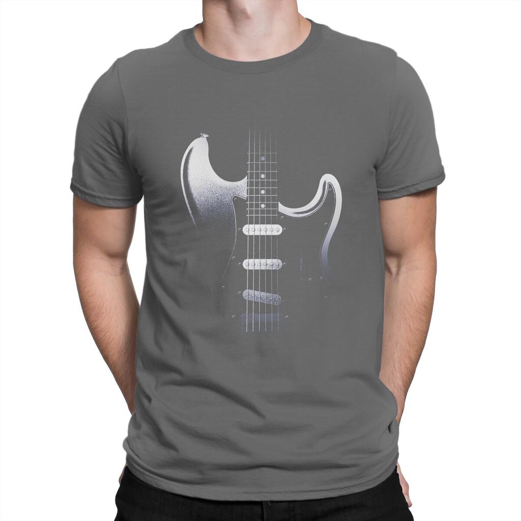Guitar In Darkness Classic  TShirts for Unisex Bass Guitar Rock Music Casual Pure Cotton Tees Crewneck T Shirt Graphic Clothing