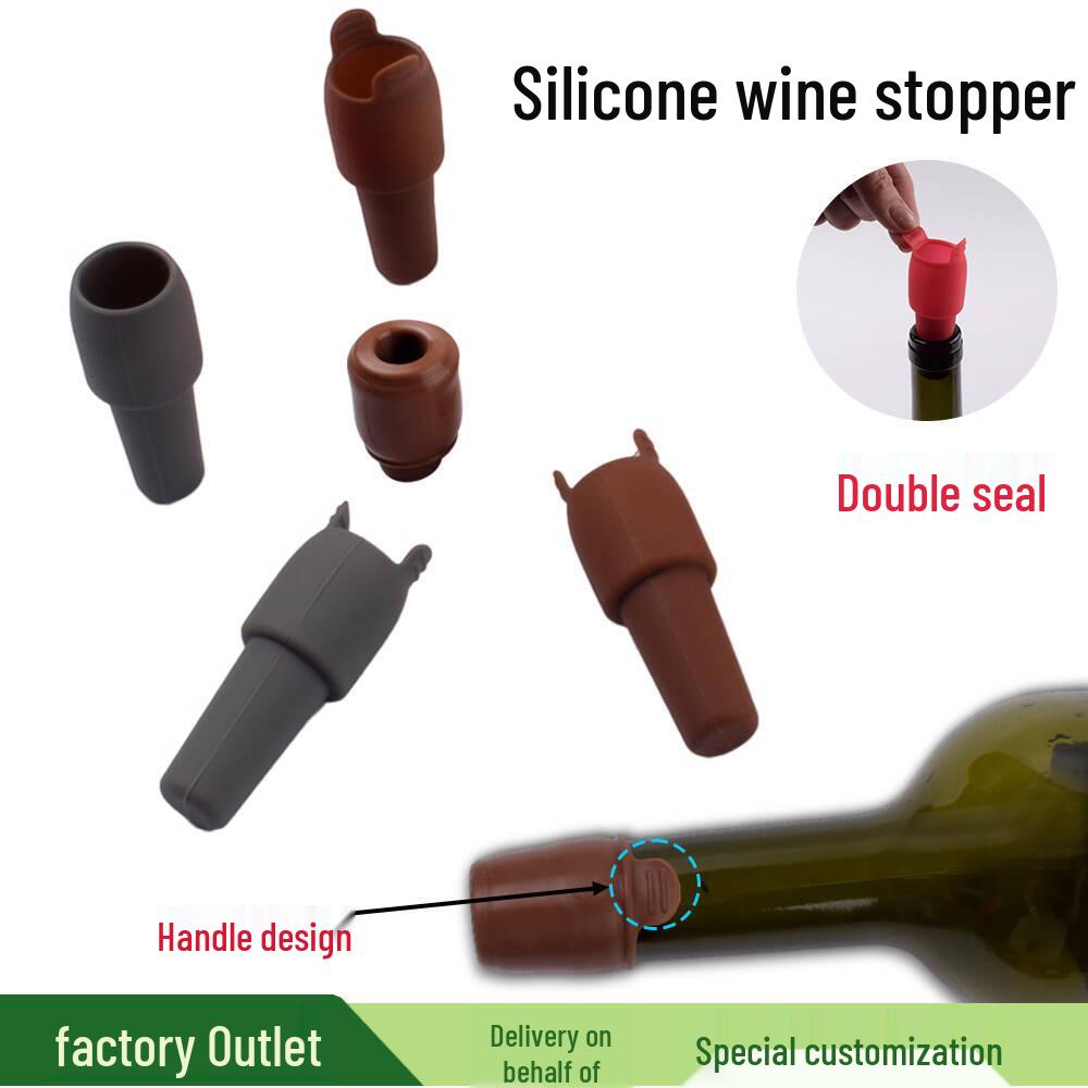 Soft Silicone Wine & Champagne Stopper: Double-Seal, Anti-Drip, with Handle