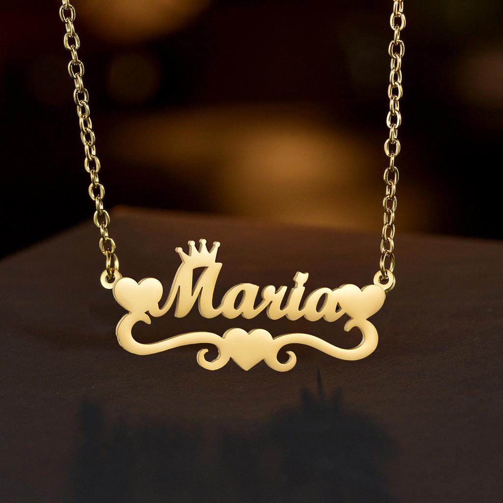 Atoztide Personalized Custom Name Necklaces Nameplate Pendant for Women Stainless Steel Link Chain Mother Kids Jewelry Gift