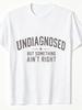 Men's Plus Size Vintage Graphic T-Shirt with Undiagnosed Quote Print, Funny Casual Streetwear Tee for Everyday Wear, Oversized Retro Style Top