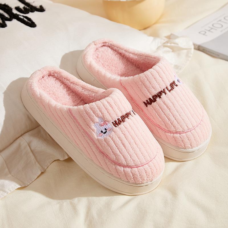 Shoes for Women Winter Home Women Slippers Furry Slippers Color Patchwork Cotton Slippers Female Indoor Non-slip Plush Slipper